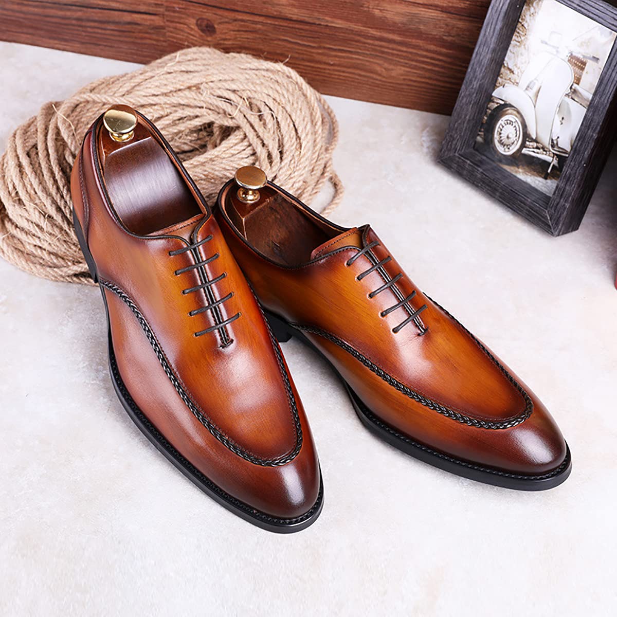 Chaussures Derby Hommes Chaussures d'affaires Formelles Lacets Richelieus Chaussures Toilette Confortables Respirantes
