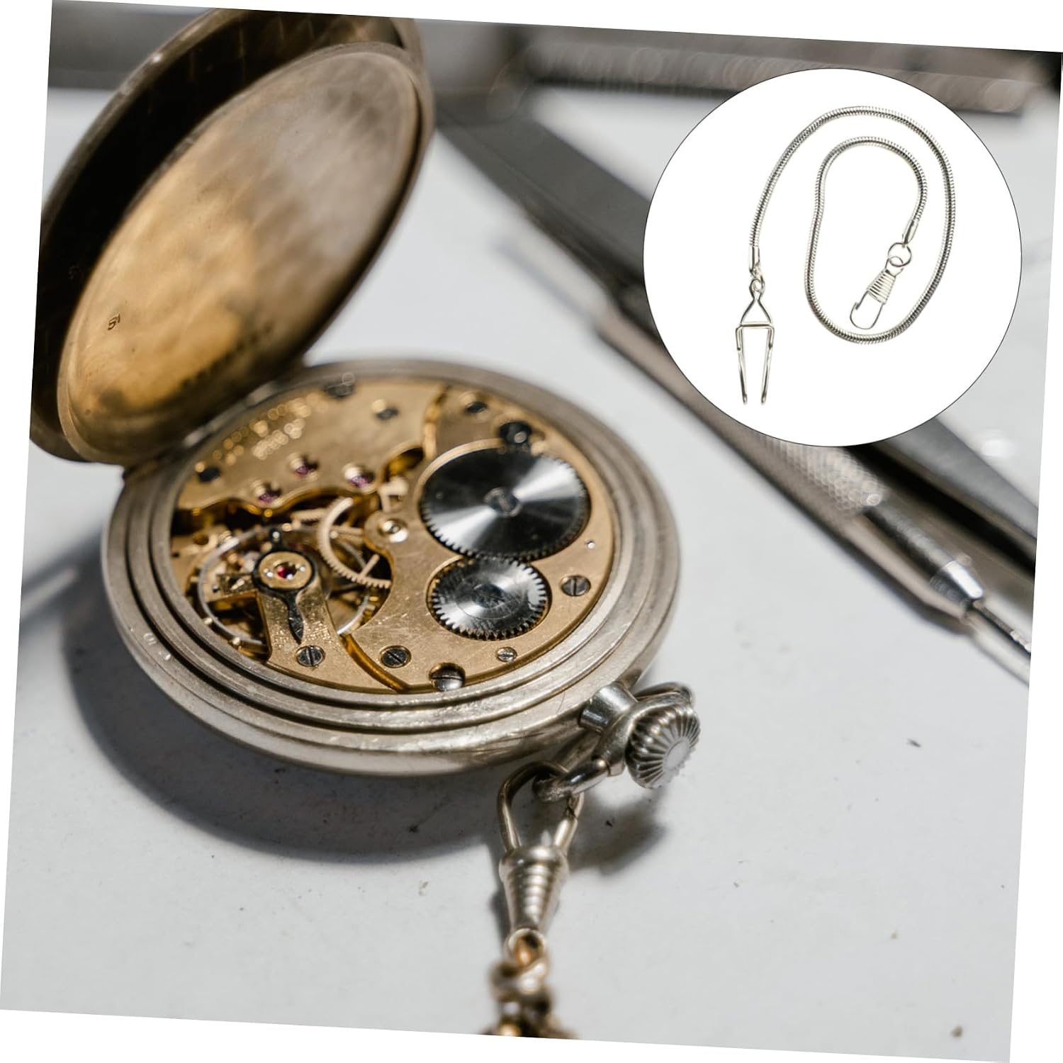 COLLBATH Vintage Pocket Watch Chain Durable Metal Alloy Pendant with Retro Style Lightweight Design for Easy Carrying for Fashion and Practical Use