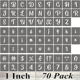 1 Inch Alphabet Letter Stencils - 70 Pack Letter Number Stencil Templates with Signs for Painting on Wood, Reusable Calligraphy Letters and Numbers Stencils for Chalkboard Fabric Wood Signs