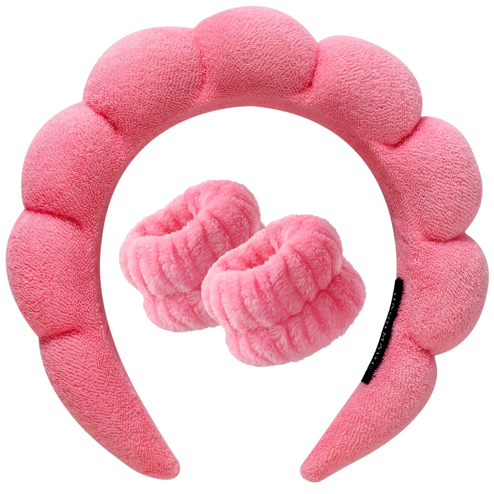 DRESHOW Spa Stirnband zum Waschen Gesicht Wristband Set Schwamm weiches Frottee Make-up Hautpflege Anti-Rutsch-Stirnband für Damen