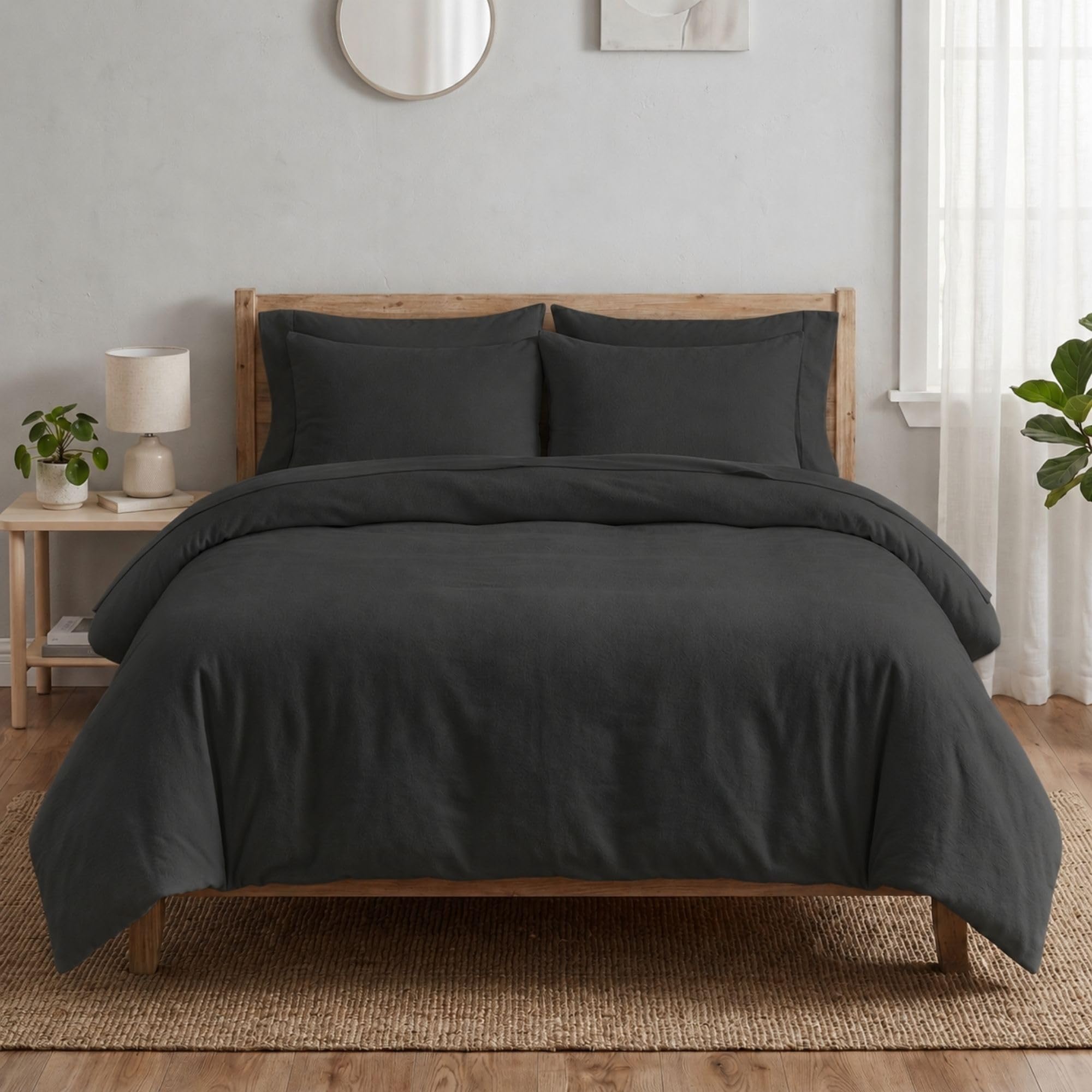 100% Brushed Cotton Flannelette Duvet Cover Set Single – Warm Winter Bedding Set, Soft Thermal Flannel Bedding Set with Pillowcase (135x200 cm)