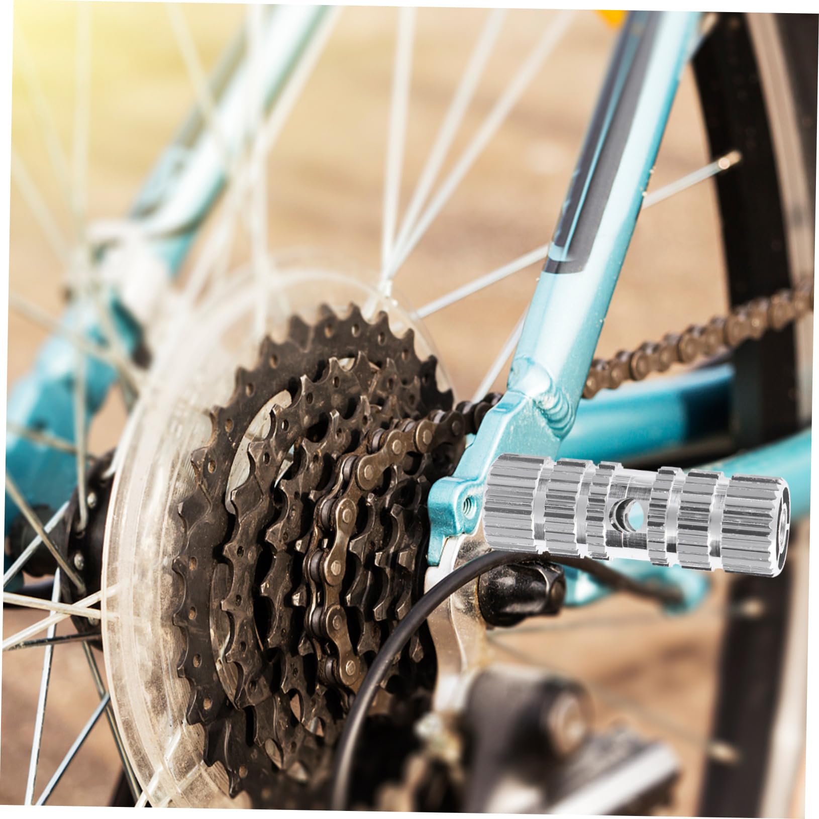 Anneome Mountain Bike Accessories 1 Pair Stunt Bike Pegs Aluminum Alloy Footpeg Long Cylinder Pedal for Repair