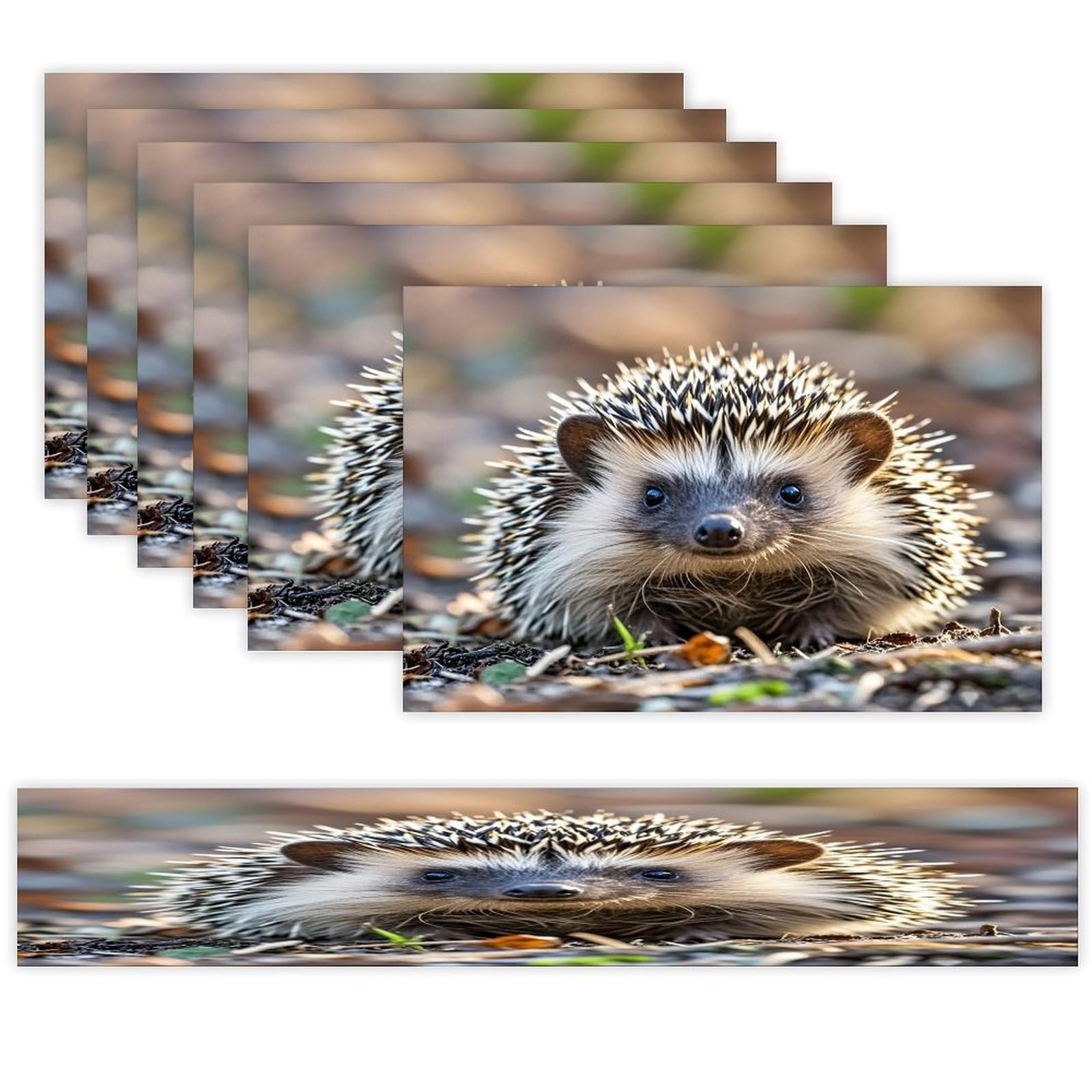 Hedgehog Placemats Set of 6 and Table Runner for Holiday Party Kitchen Dining Table Decor Farmhouse Style Washable Table Mat Set Heat Resistant Linen Place Mat Sets