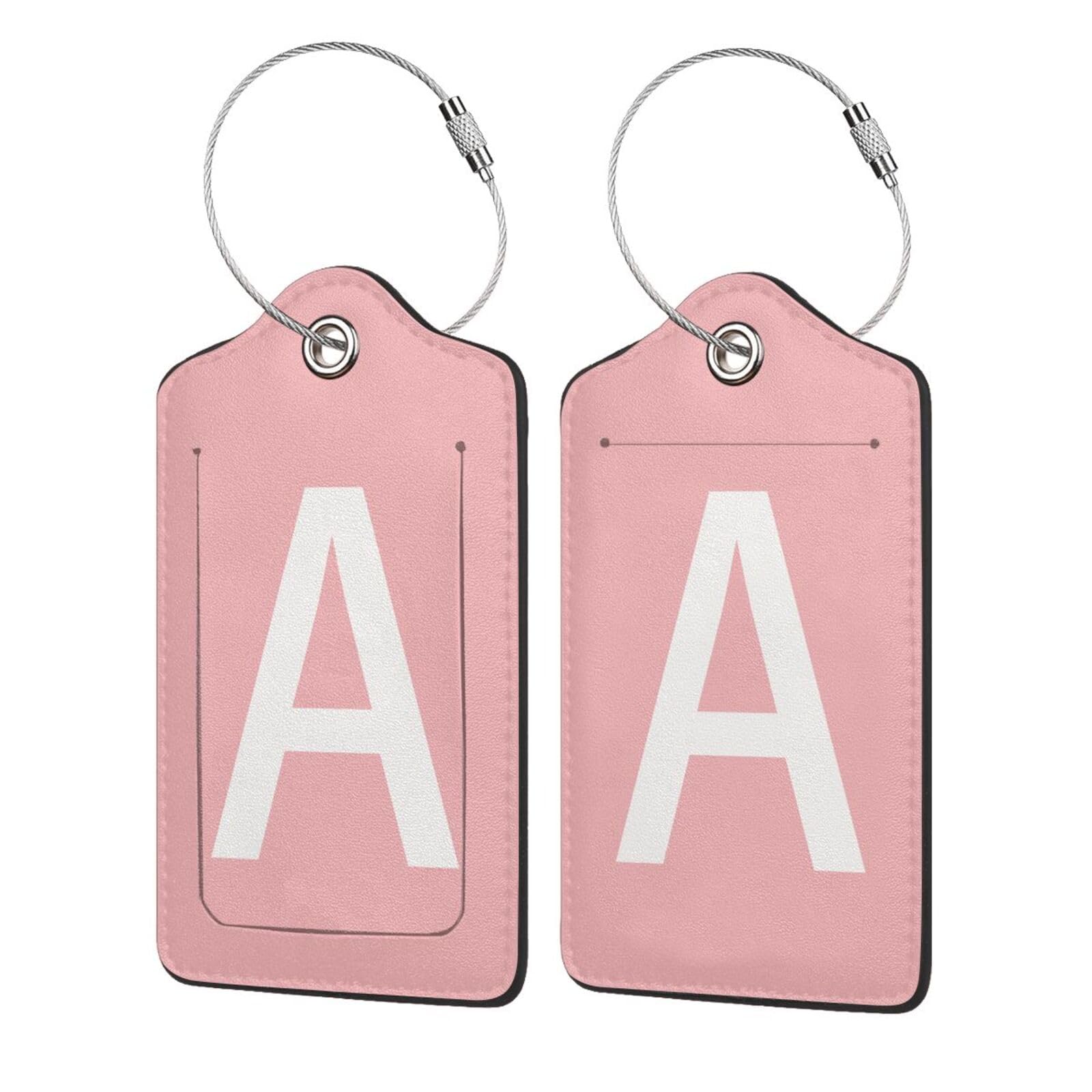DJYQBFA 2 Pack Initial Luggage Tags for Suitcases Pink White Letter A Suitcase Tags Leather Luggage Tag Travel Name Tags Luggage Identifiers Privacy