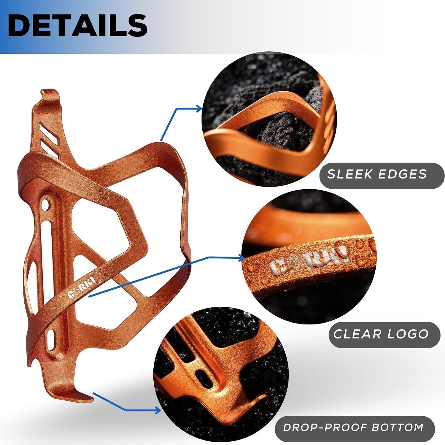 Bike Water Bottle Holder and Adapter Combo - Universal Mount Kit, Adjustable No Drill Bracket for Road Mountain Hybrid Bicycles | Anti-Slip Design Orange image 3