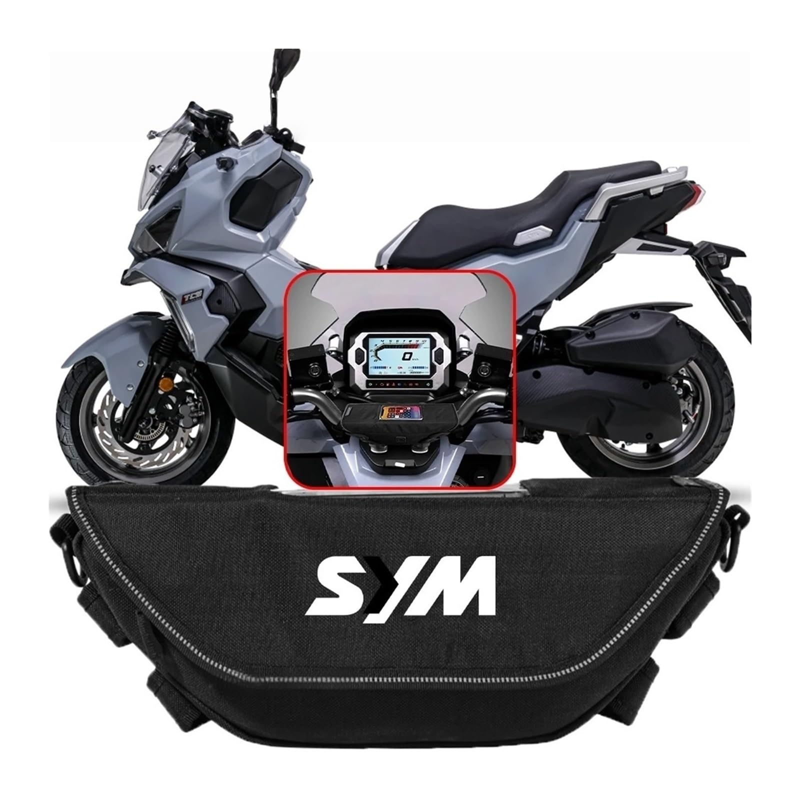 Moto Borsa Borsa da Manubrio per Motocicletta Per SYM ADX Adx125 150 300 400 Accessori Per Moto Borsa Porta Attrezzi Impermeabile E Resistente Alla Polvere Comoda Da Viaggio Per Manubrio(Aa-10)