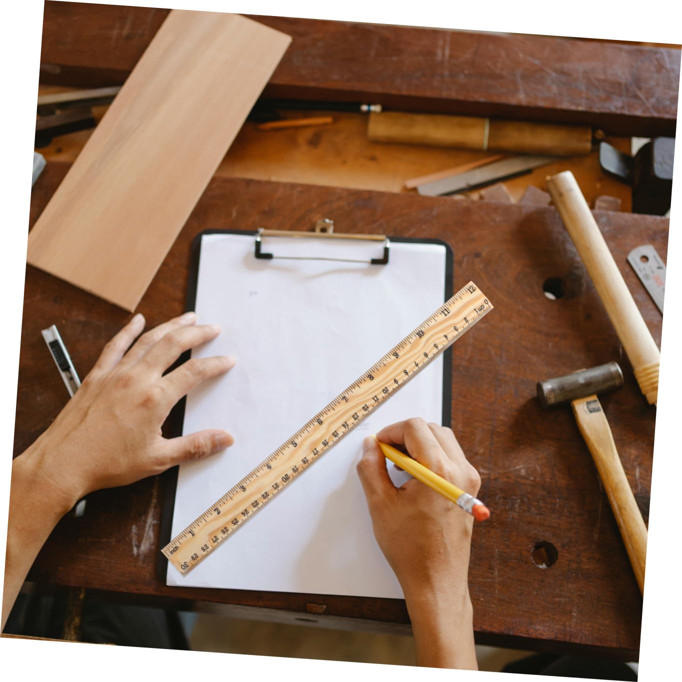 Uonlytech 26pezzi Righello di Bambù in Legno Fai da Te Righello Sartoriale Strumento di Cucito per Sarte Domestiche per Cucito Legno