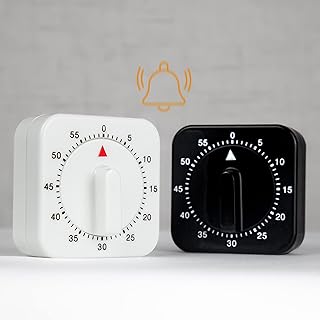 2-Pack Square 60 Minute Mechanical Kitchen Timer,Chef Cooking Timer Clock with Loud Alarm,No Batteries Required - Kitchen Learning Management Timer Magnetic Backing with Fridge Magnets