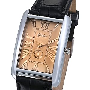 Amazon.com: Men's Square Watch Retro Vintage Silver Tone