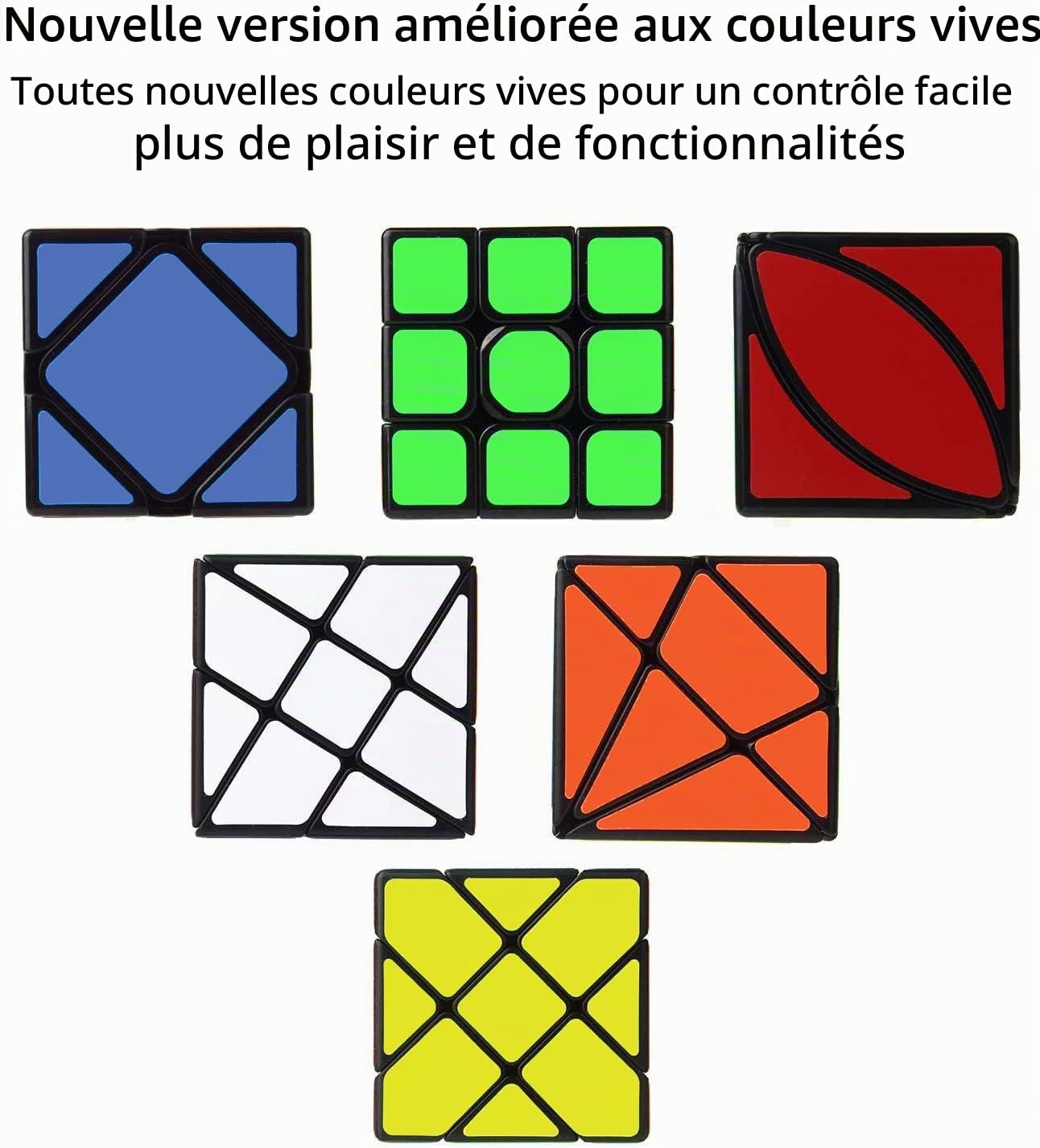 ROXENDA Speed Cube Set, Qihang W Cube de Vitesse 56 mm Ensemble de Cubes Magique Pleine Grandeur, Jeux IQ pour Tous Les âges Enfants et Adultes [Irregular]