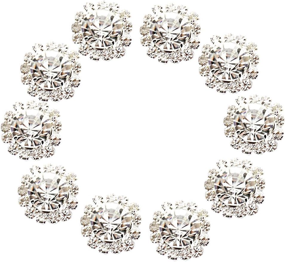 10pcs Rhinestone Button Flatback Decoration DIY 15mm Clear