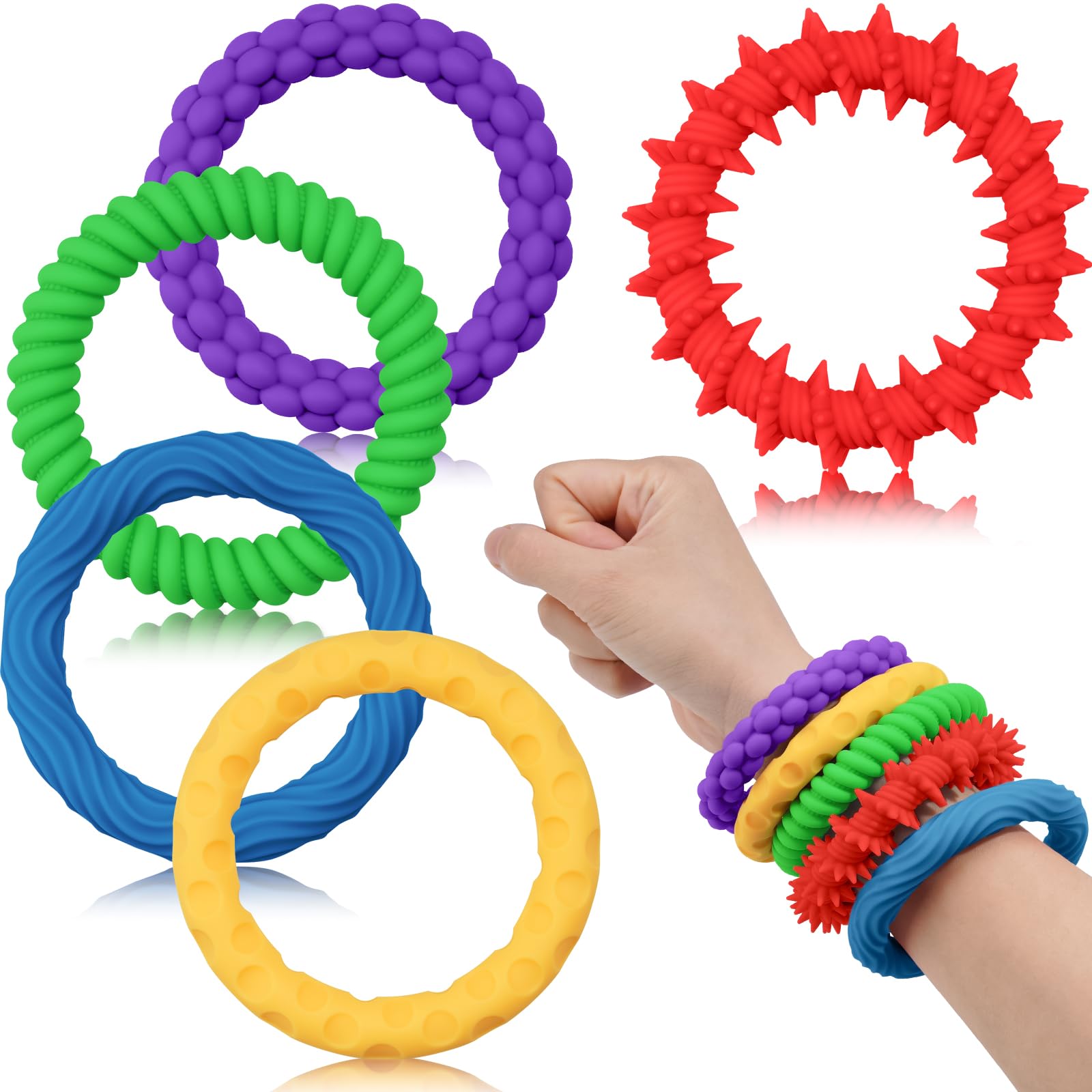 Zestaw 5 sztuk silikonowych, rozciągliwych bransoletek Fidget Toys