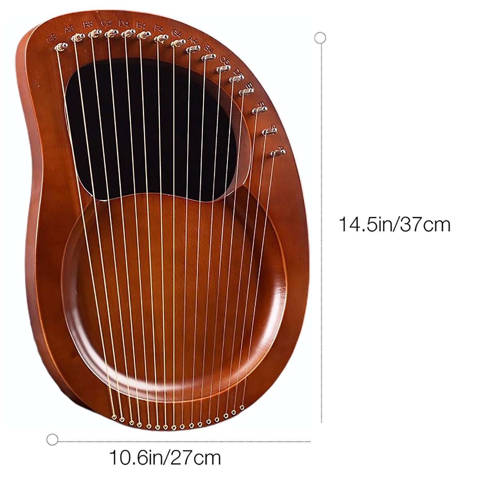 Lira Arpistica 19 Corde In Legno Di Mogano - Strumento Musicale Per Principianti E Appassionati