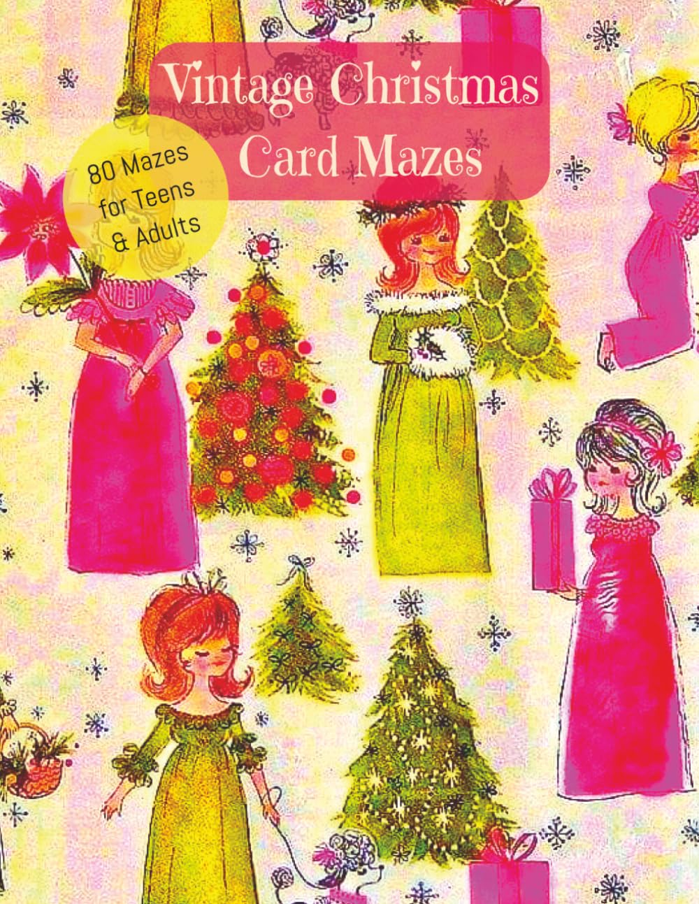 80 Vintage Christmas Card Theme Maze Puzzles: 8.5x11 inches. 80 mazes for teens and adults.
