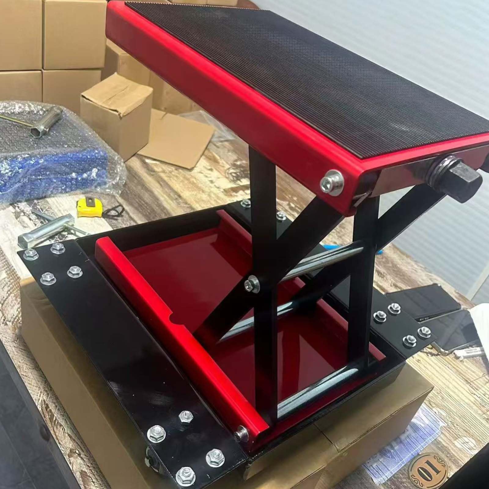 Sollevatore idraulico professionale per moto da 500 kg, elevatore elettrico / manuale per moto da cross | Altezza regolabile per riparazione e manutenzione