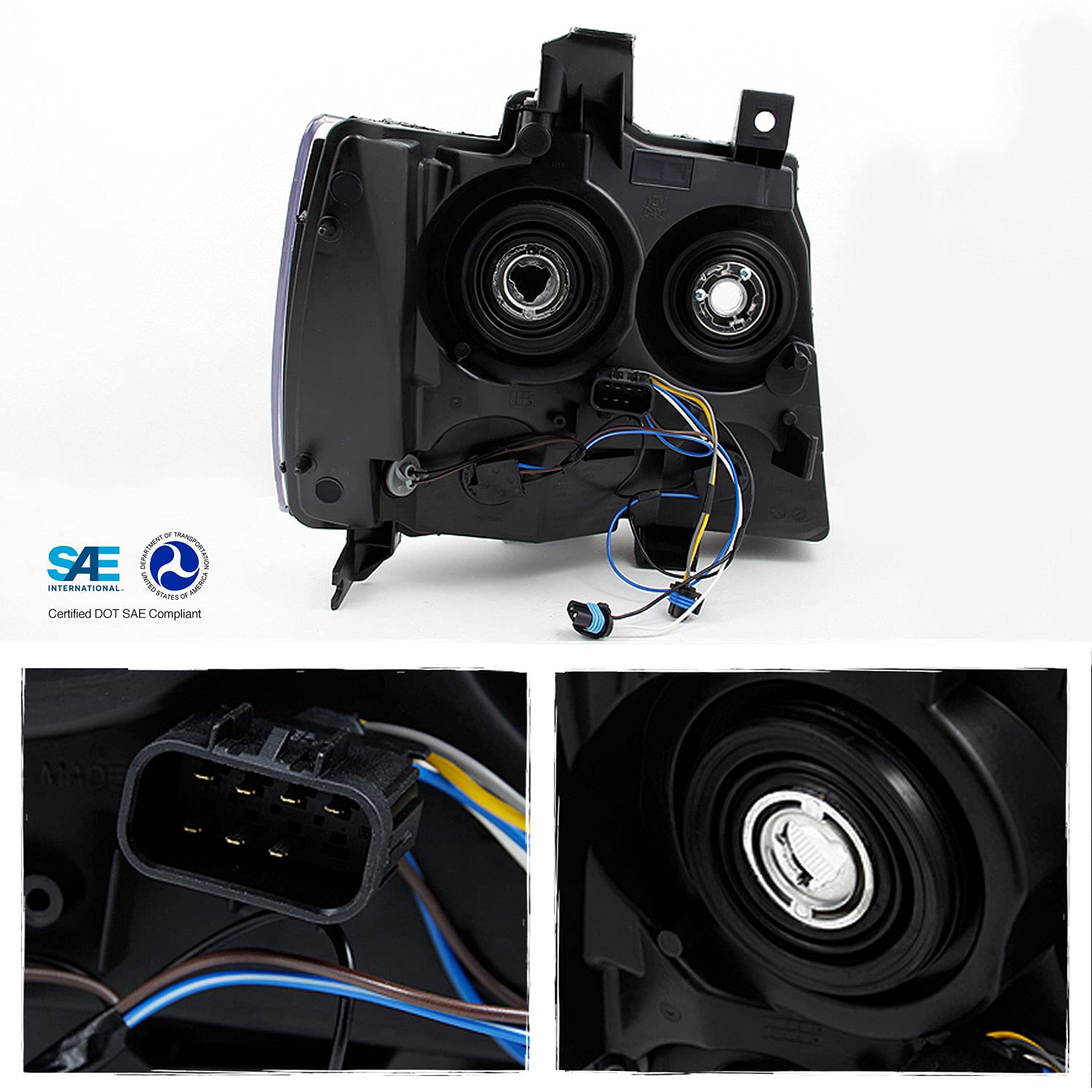 AKKON - For Chevy Avalanche Suburban Tahoe Clear Headlights Head Lamps Left + Right Replacement Pair Set