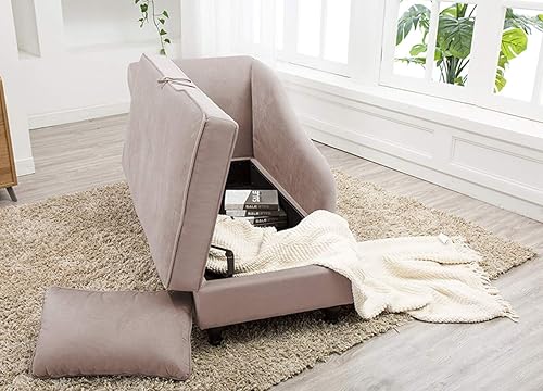 Miniatura 38 de Yongqiang Chaise Lounge - Sofá reclinable tapizado para interiores, sala de estar, dormitorio, terciopelo gris (reposabrazos izquierdos)