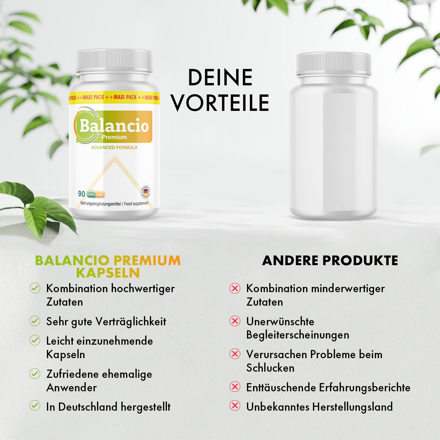 Balancio Premium Kapseln | Ideal begleitend für dein Ziel | Einfache Anwendung | 90 Kapseln