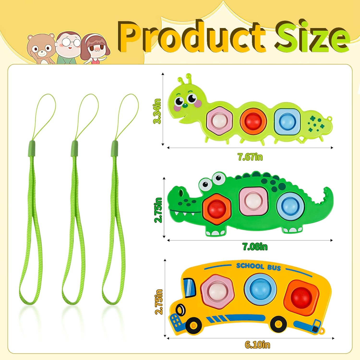 3 Pcs Fidget Popper Sensory Toys, Airplane Travel Toys Pop Fidget Toys Essential Activities, Autism Christmas Classroom Gifts