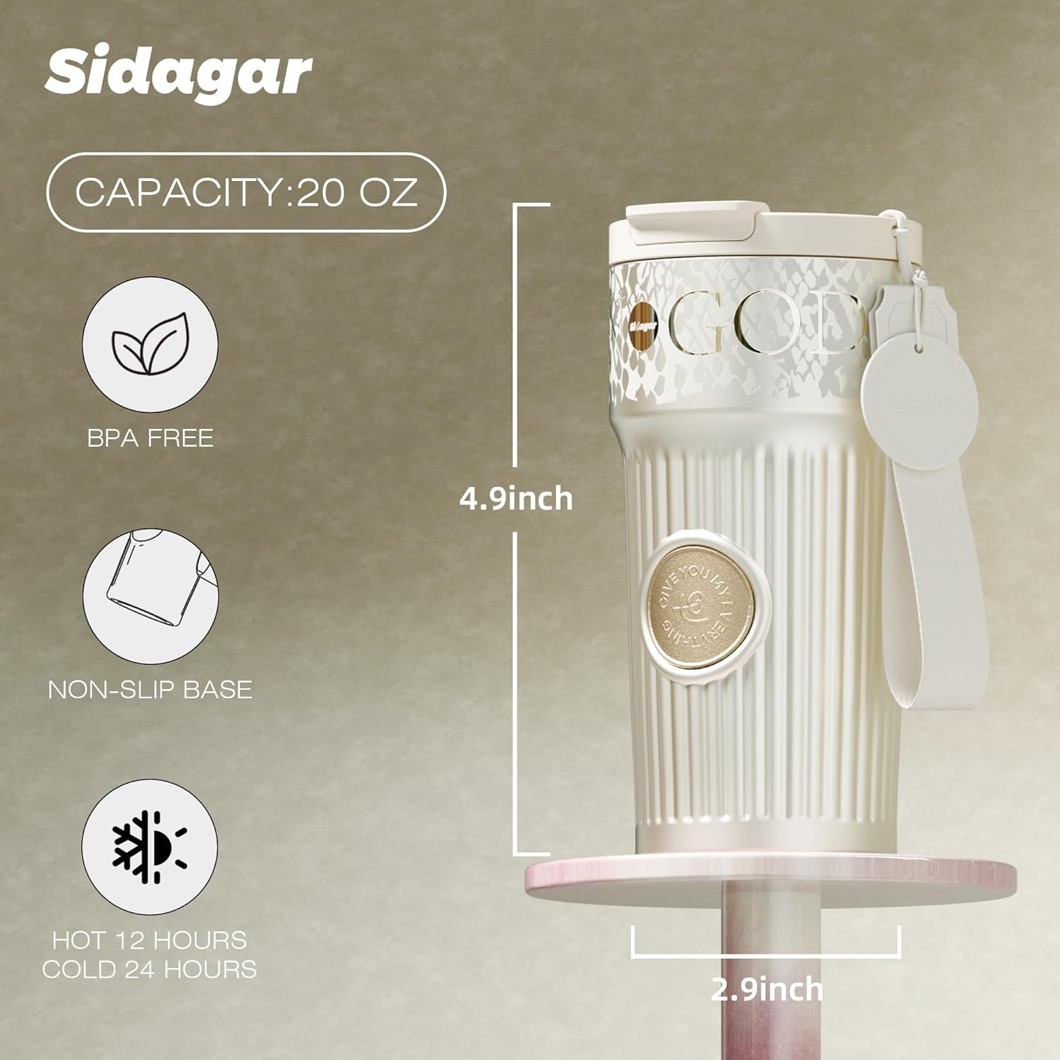 20 oz Tumbler, Stainless Steel Vacuum Insulated Coffee Travel Mug, Leak Proof Reusable BPA-Free Cup, Barre Workout Brunch Date Studio, Special Present for Her - Silver-White - Image 3