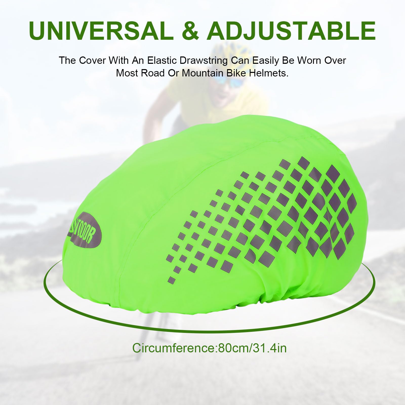 3 Pezzi Copri per Casco Bici Impermeabile, Copertura Antipioggia per Casco da Ciclismo con Striscia Riflettente, Copricasco Impermeabile per Uomo Donna Bambini, Verde Fluorescente