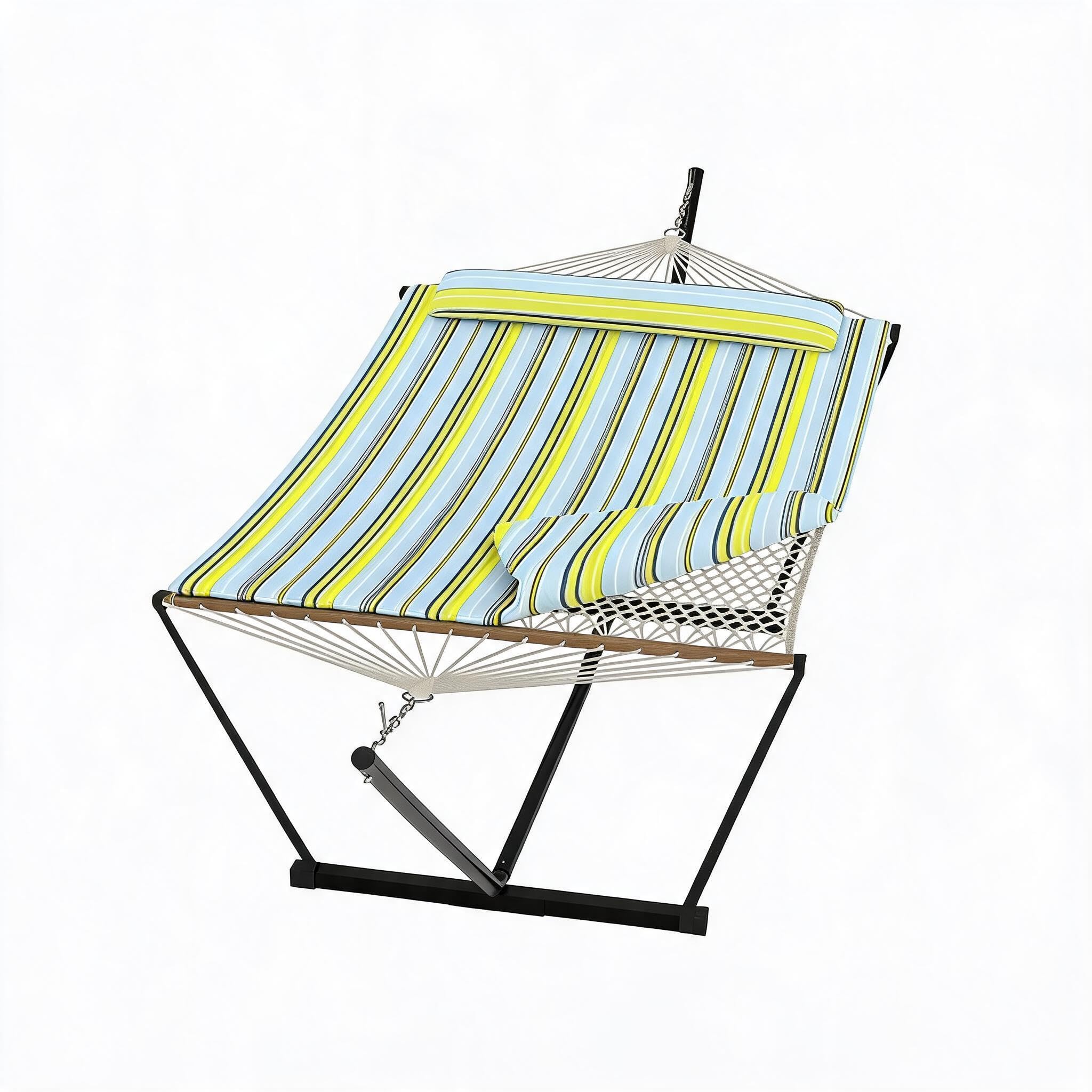 Cachpib Hammock with Stand, Removable Pad & Pillow, 2 Person Portable Hammocks, Indoor and Outdoor Hammock for Garden, Patio, Pool or Backyard, 450 Lbs Capacity