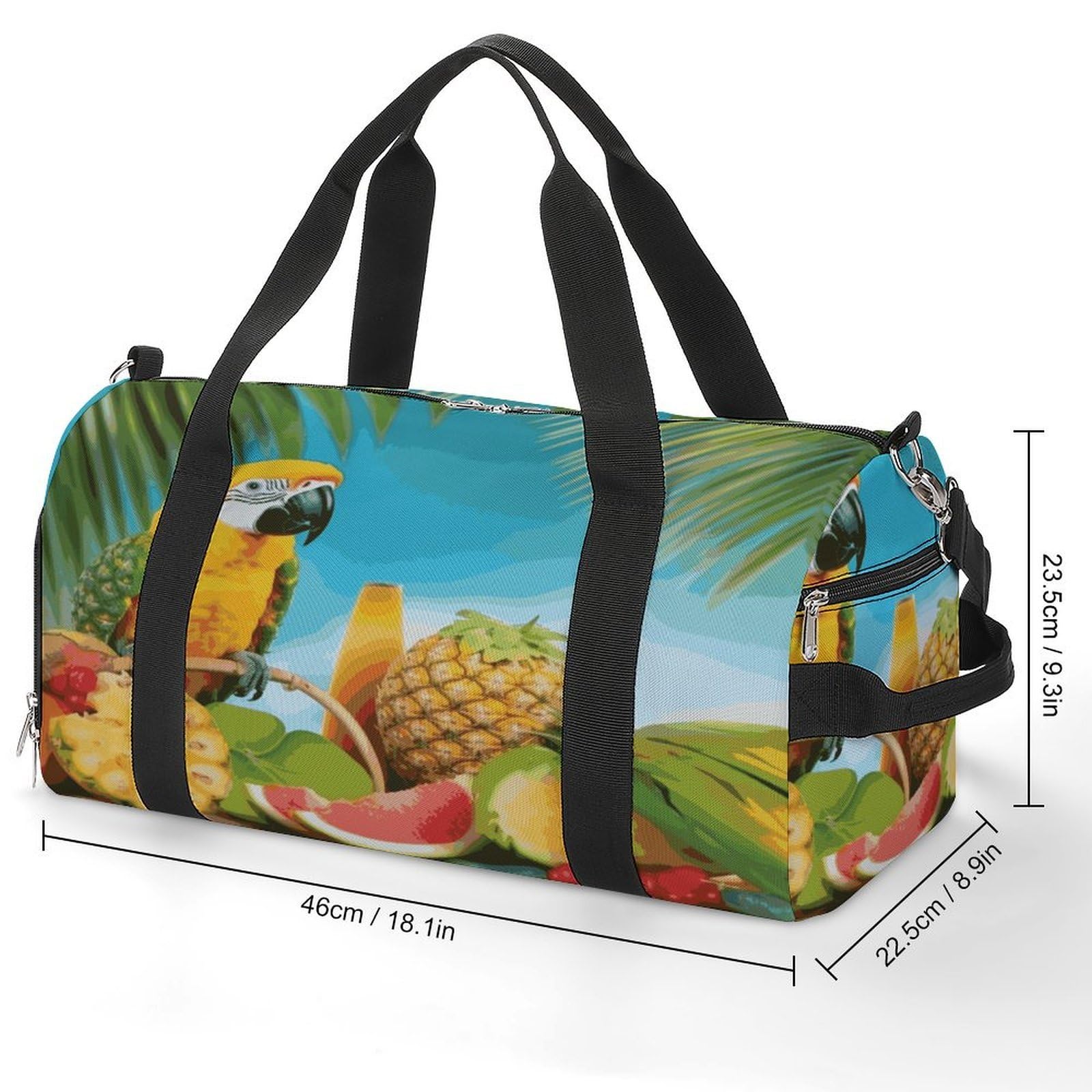 Letnia papuga ananas ptaki torba na siłownię lekka, podróżna torba sportowa z przegródką na buty, torba na siłownię dla kobiet na noc, weekend, jogę, siłownię, podróże służbowe, sport i szpital.