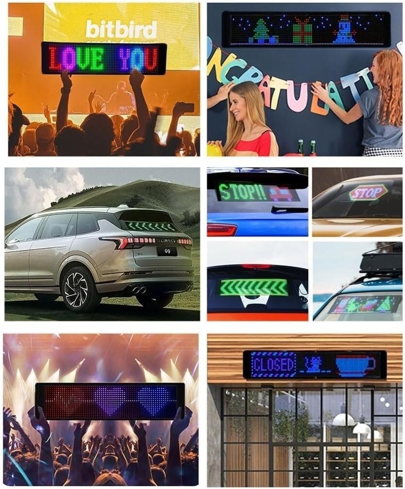 Logo samochodu LED, ekran samochodu LED Flex Programowalny jasny znak LED Sklep samochodowy Bar Hotel Przewijany znak LED(500 * 150mm)