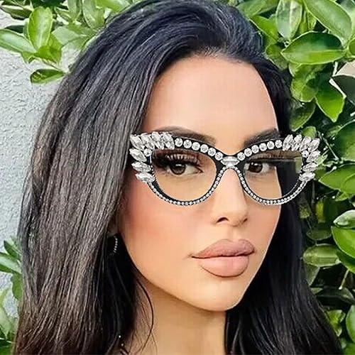 Miniatura 6 de Lentes de sol de ojo de gato con diamantes de imitación retro para mujer, lentes de sol brillantes con perlas de cristal brillante