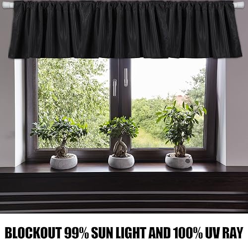 Miniatura 5 de Cortinas opacas para ventana, cenefas de tela opaca para ventanas, cortinas de sótano, cenefa con bolsillo para barra, cenefas de ventana para