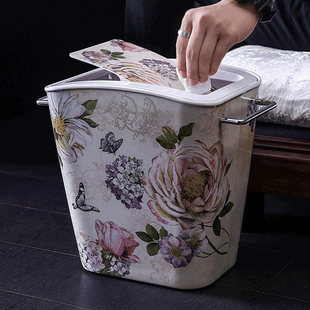 Dustbins Resin Waste Basket Bathroom Trash Can Decorative Round Small Garbage Container Bin for Bedroom Living Room Office Kitchen Waste Recycling (Color : B) (C)
