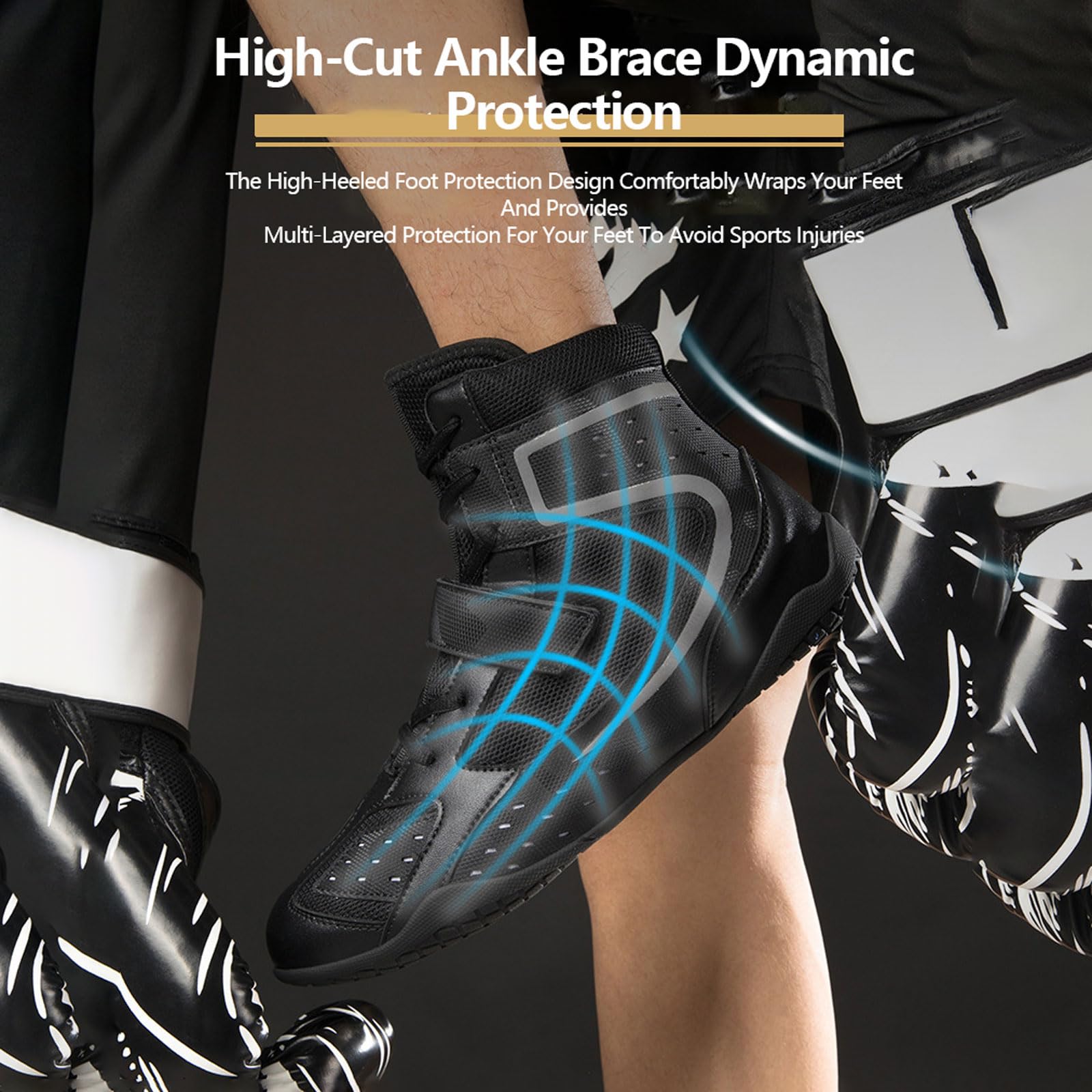 Blissbuilt Chaussures De Lutte Et Boxe – Hommes, Femmes, Jeunes, Tailles 37 à 46, Semelle Caoutchouc Adhérente, Tige Maille Ou Cuir, Maintien Cheville élevé
