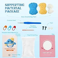 Vista 7 de Wadukud Kit de ganchillo para principiantes, kit de animales de ganchillo para adultos y niños, kit de inicio de ganchillo con tutoriales en video