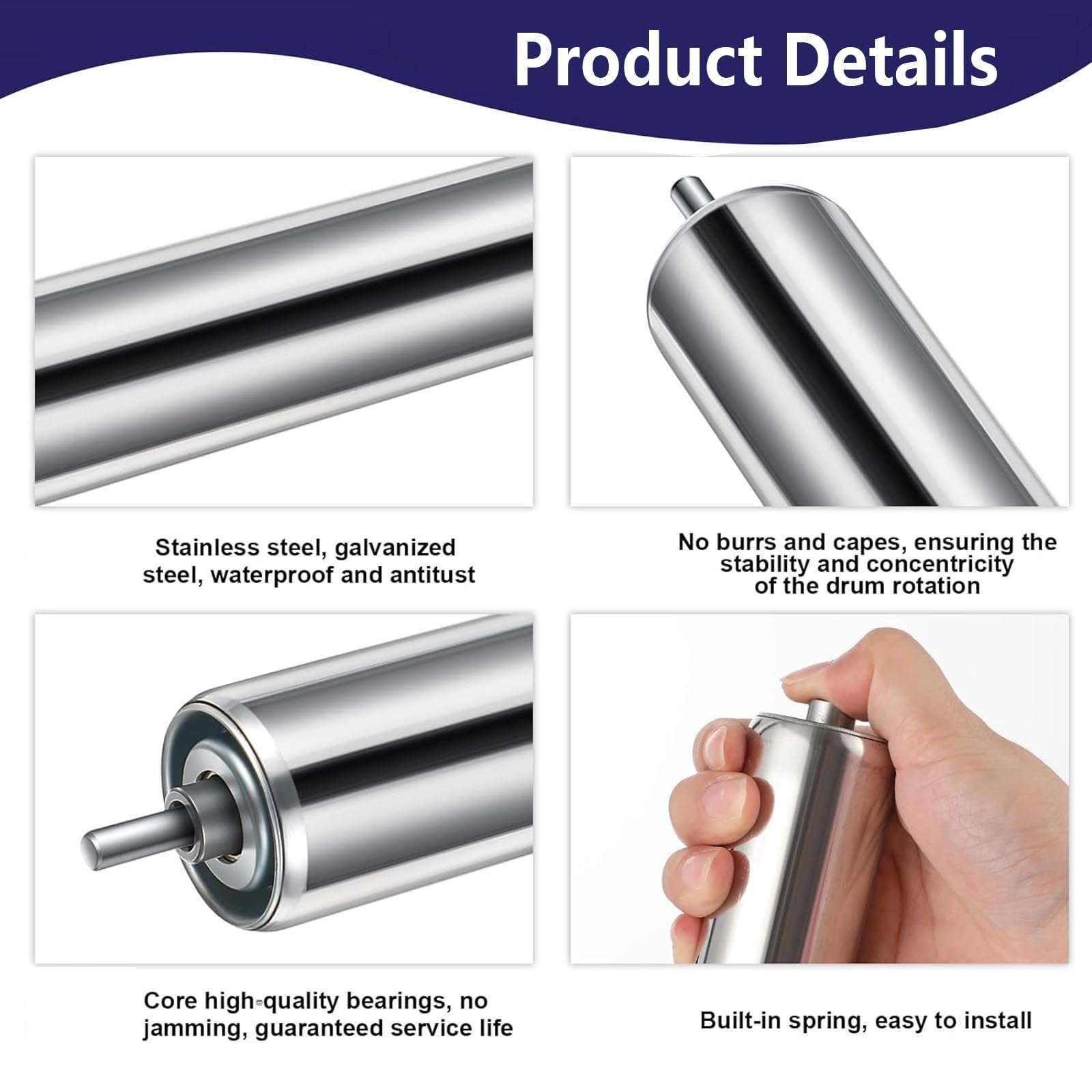 Genérico Rodillo transportador Ajustable de 300 kg - Rodillos transportadores Extensibles de 5 cm de diámetro para almacenes, fábricas y logística - Manejo de Materiales de Alta Resistencia (25 mm de