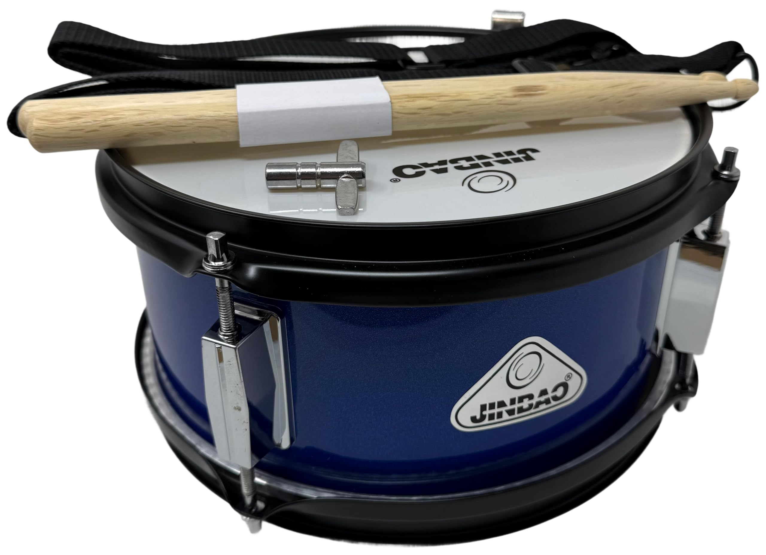 ROCKSTAR - Caja de Marcha en Madera Afinable JINBAO 0805BL-4054 Tambor Incluye Correa y Baquetas, Instrumento Musical de Percusión, Parche afinable y bordonero. 20,5cm Diametro y 13cm Altura