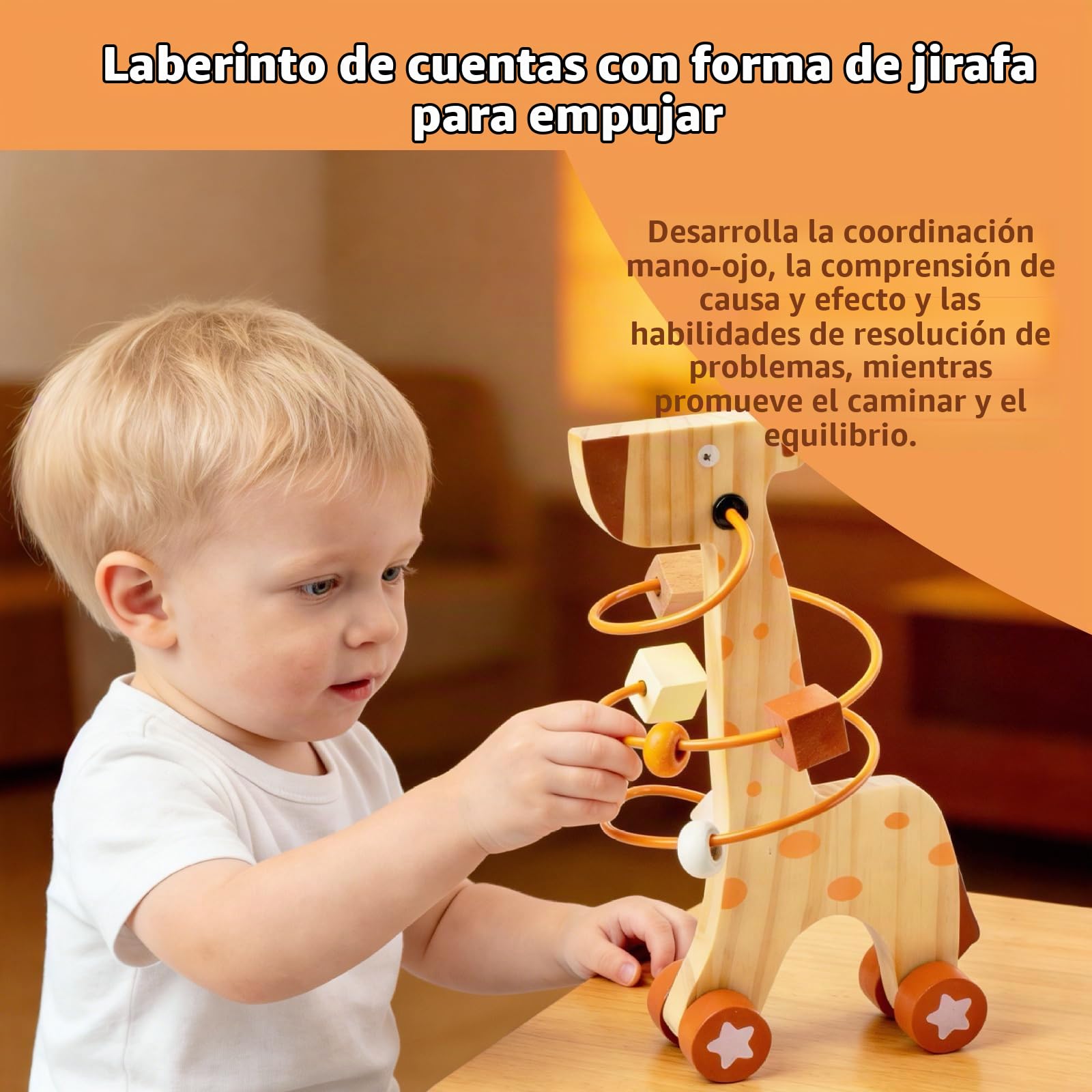 Juguetes Madera 5-en-1 para Bebe, Juguetes Montessori 1 Año con Torre Apilable, Instrumentos Musicales Niños, Motricidad Fina, Juguetes Sensoriales Educativos Montessori, Regalo 1 2 3 Años
