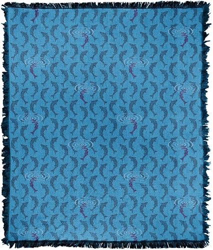 Miniatura 8 de LOGOVISION JQ - Manta con licencia de 50 x 60 pulgadas, cañas de pescar cruzadas con trucha, tapiz tejido, mezcla de algodón, manta con flecos