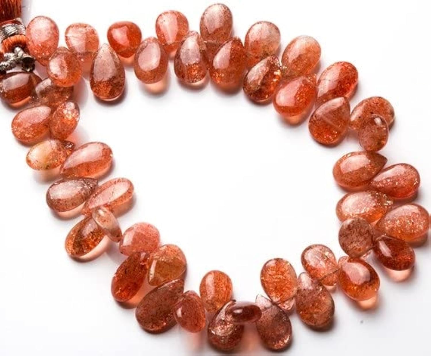 Sunstone perles gouttes naturelles sur fil pour concevoir un cadeau d'anniversaire unique