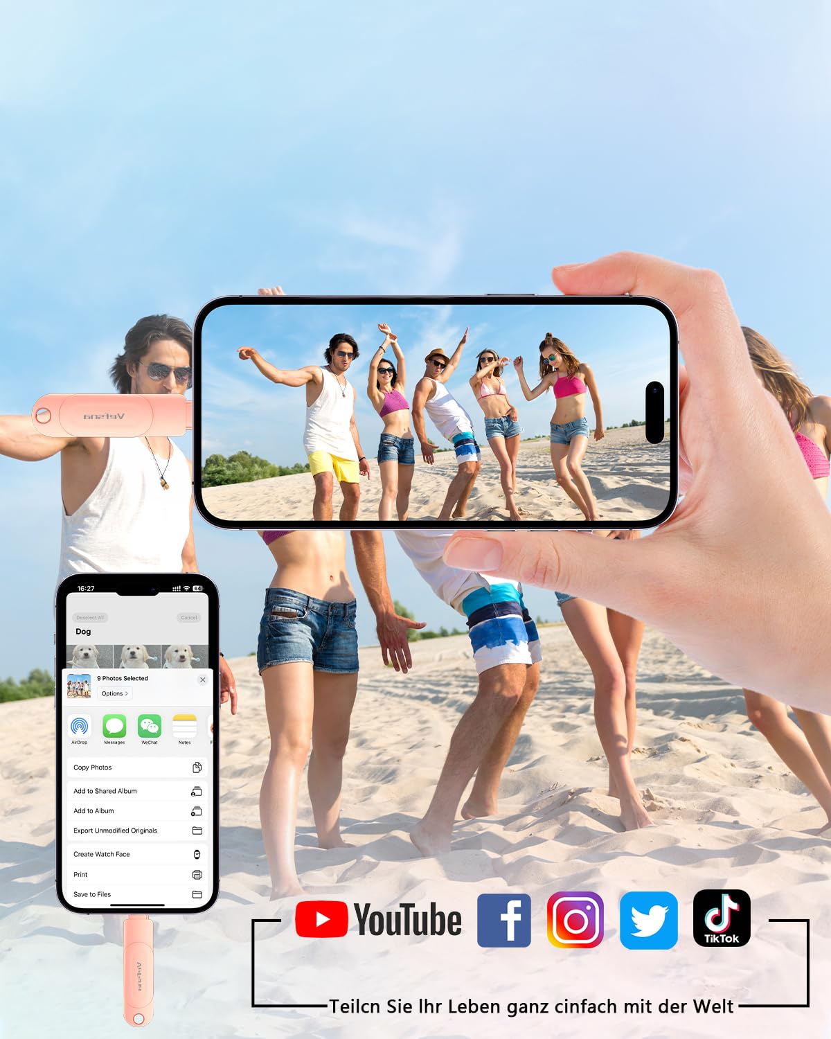 (Ohne APP) Vefsna MFi Zertifizierter USB Stick 512G für iPhone, 3 in 1 iPhone Fotostick, Speicherstick USB- Flash-Laufwerk, Externer Speichererweiterung,USB C Stick für iPhone/iPad/Android/PC/Mac