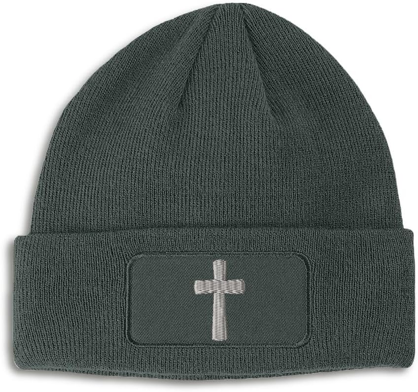 Custom Patch Beanie Cone Cross White Jesus Christ Faith Skull Cap Hats for Men & Women Winter Hats One Size