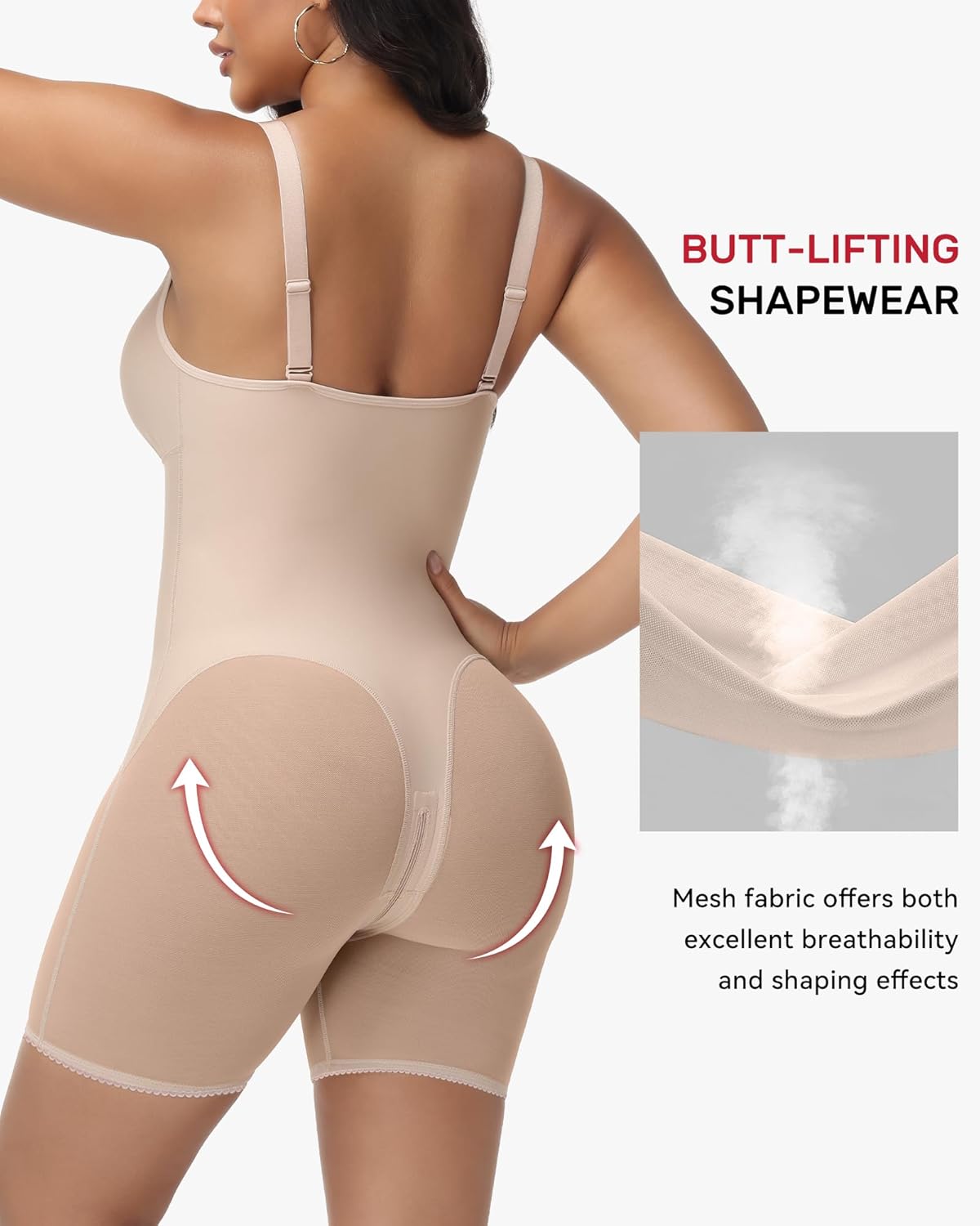 V Neck Shapewear for Women Tummy Control Low Back Bodysuit Full Body Shaper Butt Lifting - Image 4