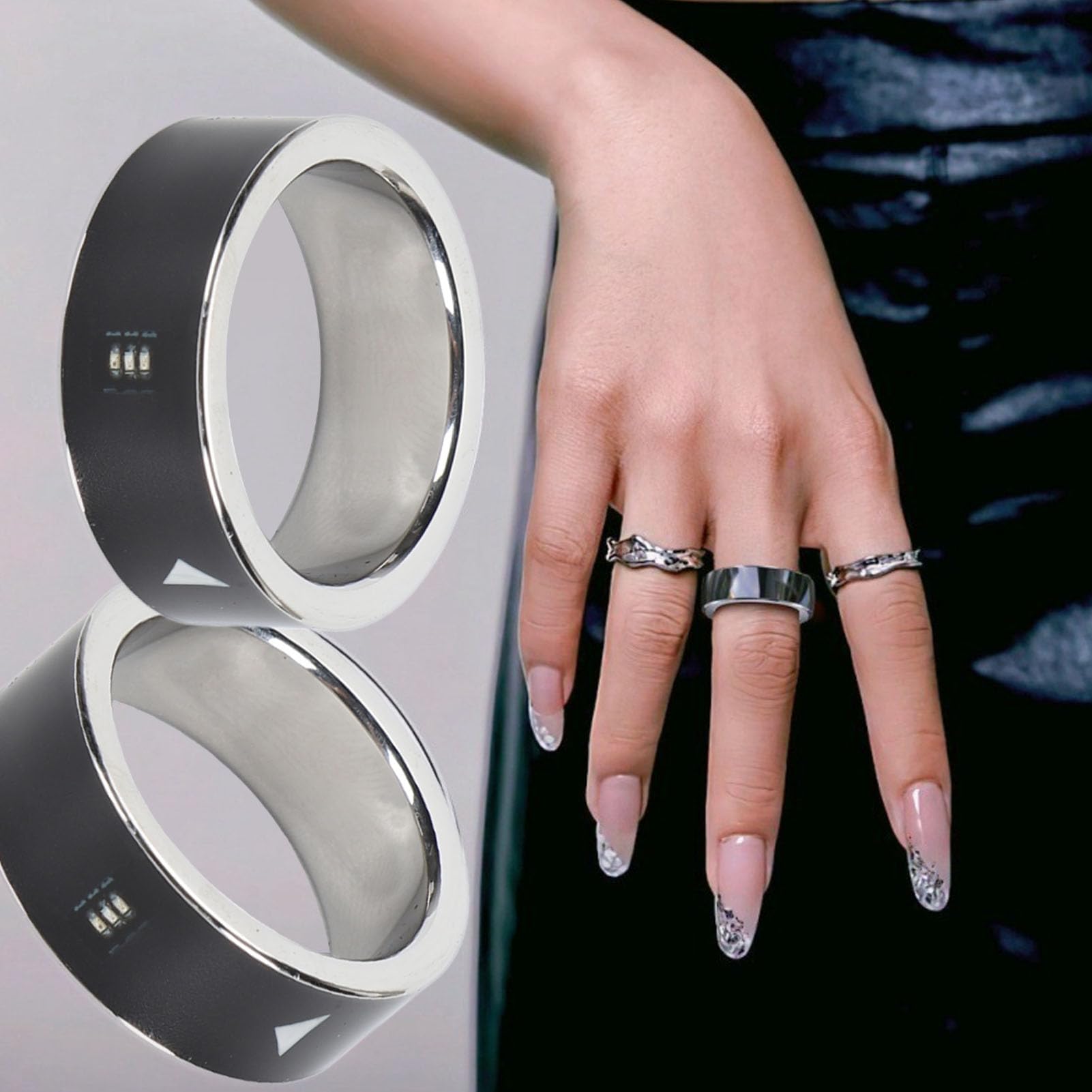 Dpofirs Remote Control for TikTok, Bluetooth Remote Control, Scrolling Ring for iPhone/Android, Remote Page Turner, Smart Ring (Size 18, 60mm / 2.4in Inner Diameter)