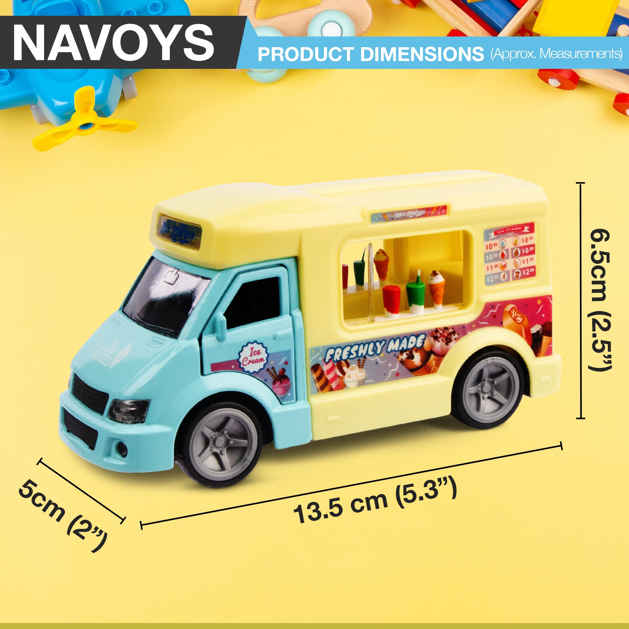 White Ice Cream Van - Diecast, Detailed Interior with Opening Back Doors, Realistic Vehicle Model for Collectors & Imaginative Play - Image 2