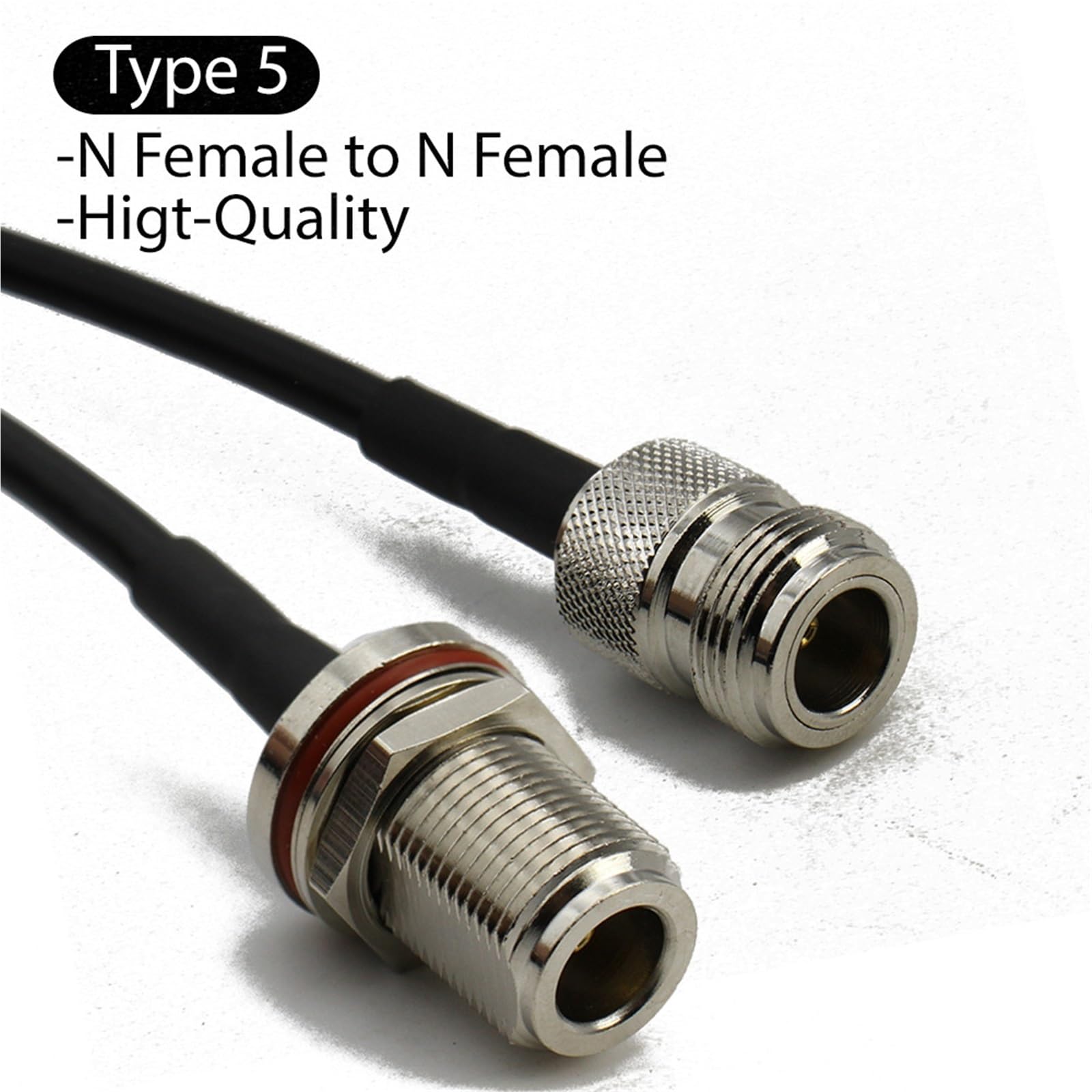 RG58 L16 N Maschio Femmina Spine Paratia Conncetor Pigtail Cavo Coassiale Ponticello Crimp 1 Pz (Tipo 5,10 CM)