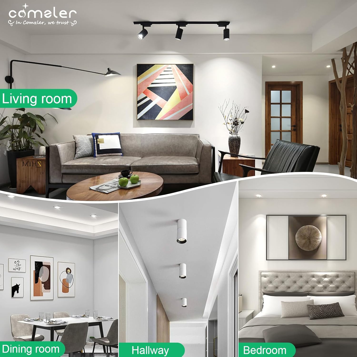 comzler GU10 LED Bulbs, GU10 Light Bulb for Kitchen 5000K Daylight White, LED Bulb Replacement Recessed Track Lighting, 50W Halogen Equivalent,4W 400LM CRI 85+,120°, ETL, Non-dimmable, 6 Pack