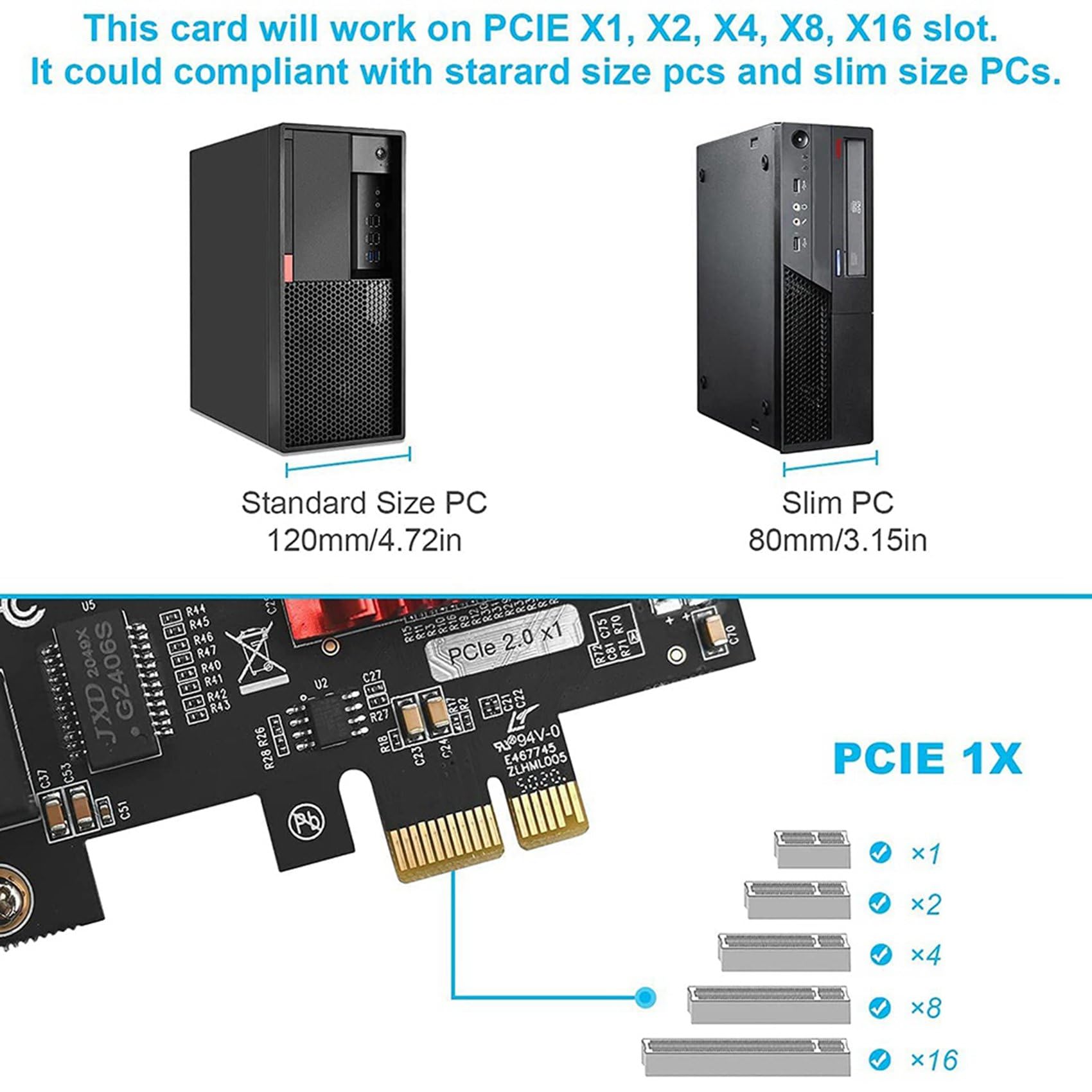 3X Scheda di Rete Gigabit PCIe Un Doppia Porta Adattatore Ethernet PCI Express da 1000 M con Scheda NIC LAN Un Due Porte 82576