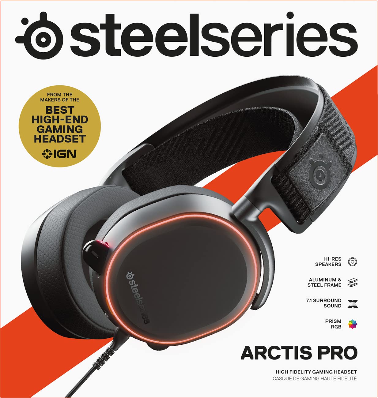 SteelSeries Arctis Pro - Auriculares de juego - Controladores de altavoces de alta resolución- DTS Headphone:X v2.0 Envolvente - Negro