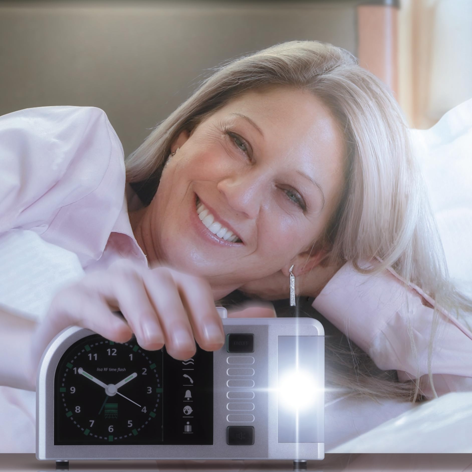 Humantechnik Timeflash analoger Lichtwecker mit Blitz und lautem Alarm