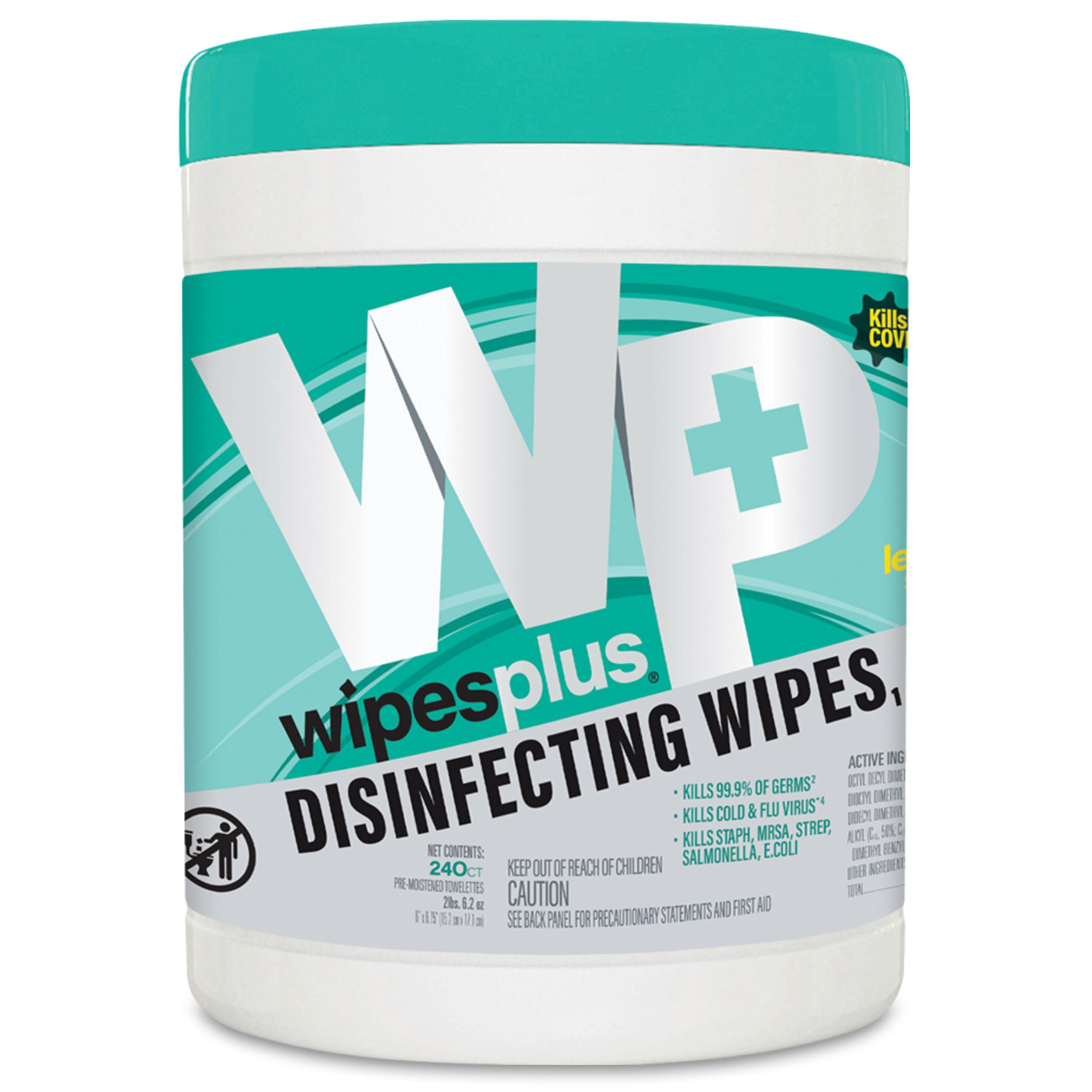 WIPESPLUS Disinfecting Surface Wipes Canister Bleach Free with Lemon Scent for Home and Business 240 Count
