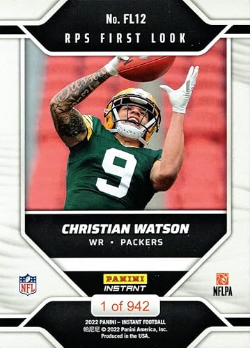 Miniatura 2 de 2022 Panini Instant Football #FL12 Christian Watson Rookie Card Packers - Only 942 made